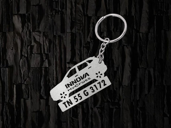 Metal Car Shape Number Plate Keychain - MVS58 - Mahindra; Wisholize
