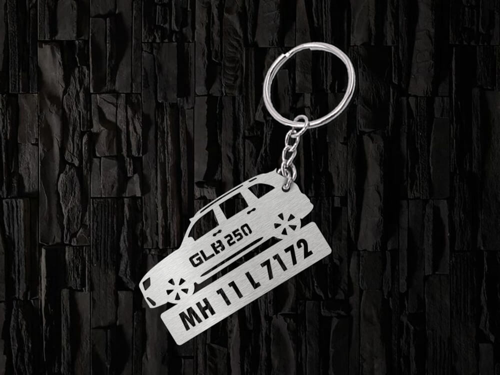 Metal Car Shape Number Plate Keychain - MVS1011 - Mercedes Benz