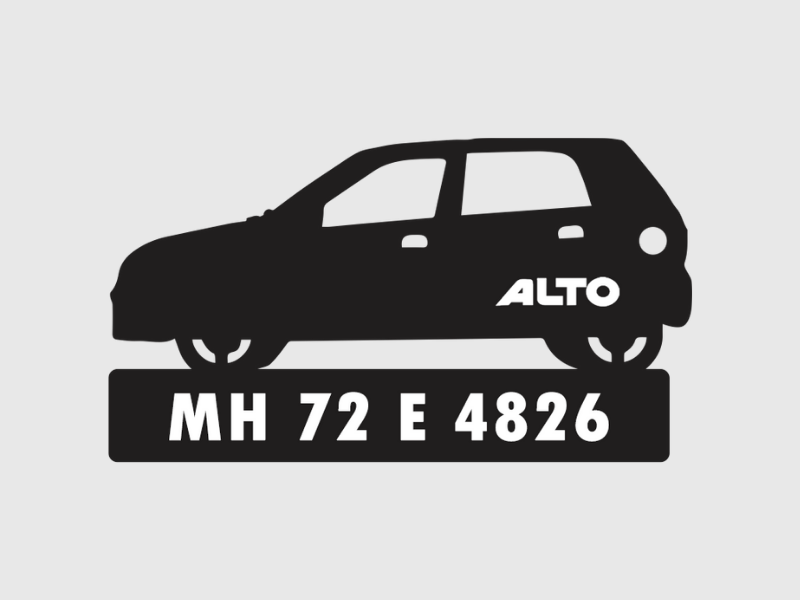 Car Shape Number Plate Keychain - VS54 - Maruti Suzuki Alto; Wisholize