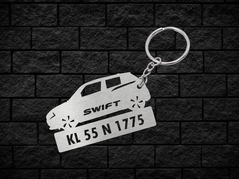 Car Shape Number Plate Keychain - VS54 - Maruti Suzuki Alto